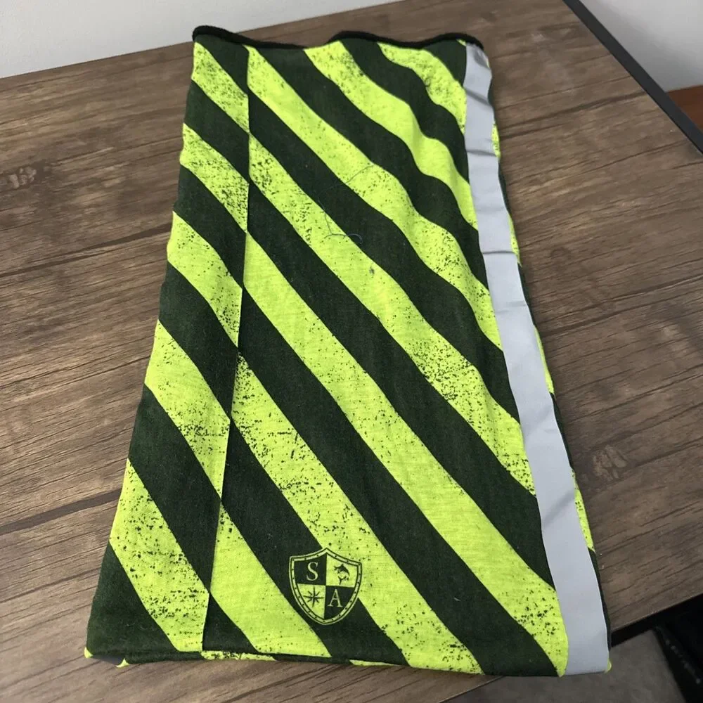 Salt Armour Co. Green Striped Thermal Fleece Lined Face Mask Ski Buff Neckware
